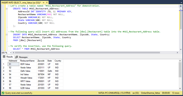 INSERT INTO SELECT vs SELECT INTO In SQL Server